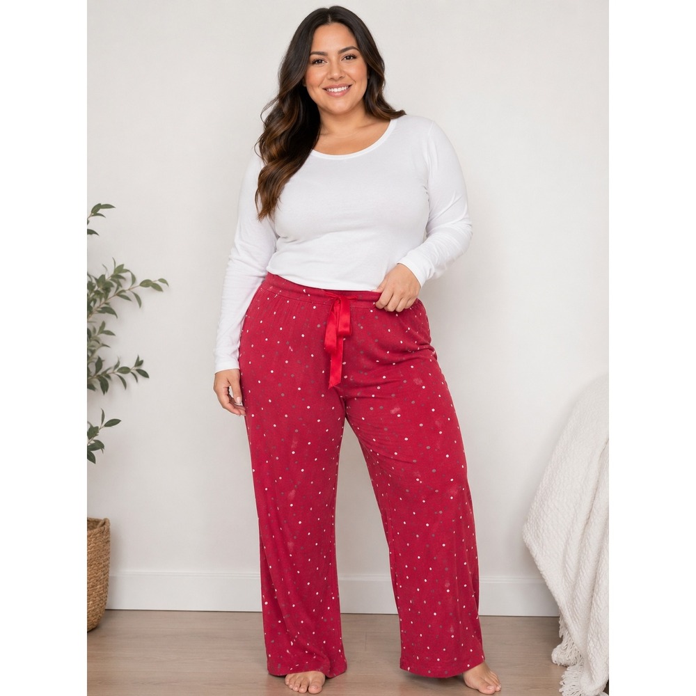 Sonoma Goods for Life Red Polka Dot Waffle Knit Pajama Pants XXL Womens Lounge